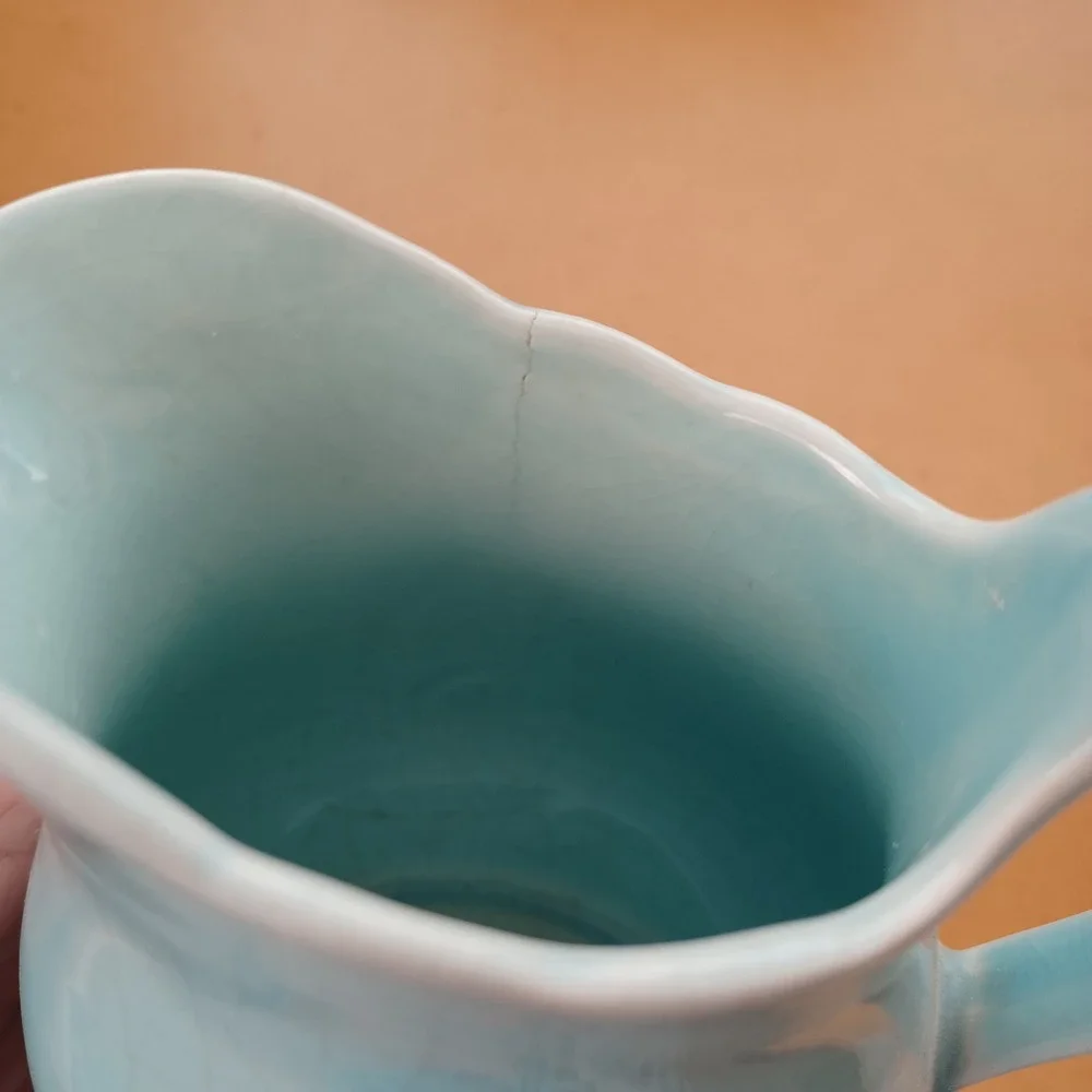 Willowbrook California 60 Vintage Turquoise Blue Crackle Glaze Ceramic‎ Creamer